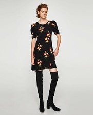 $70 ZARA CREPE DRESS WITH FULL puff SLEEVES-ref 8087/138-size S-NWT