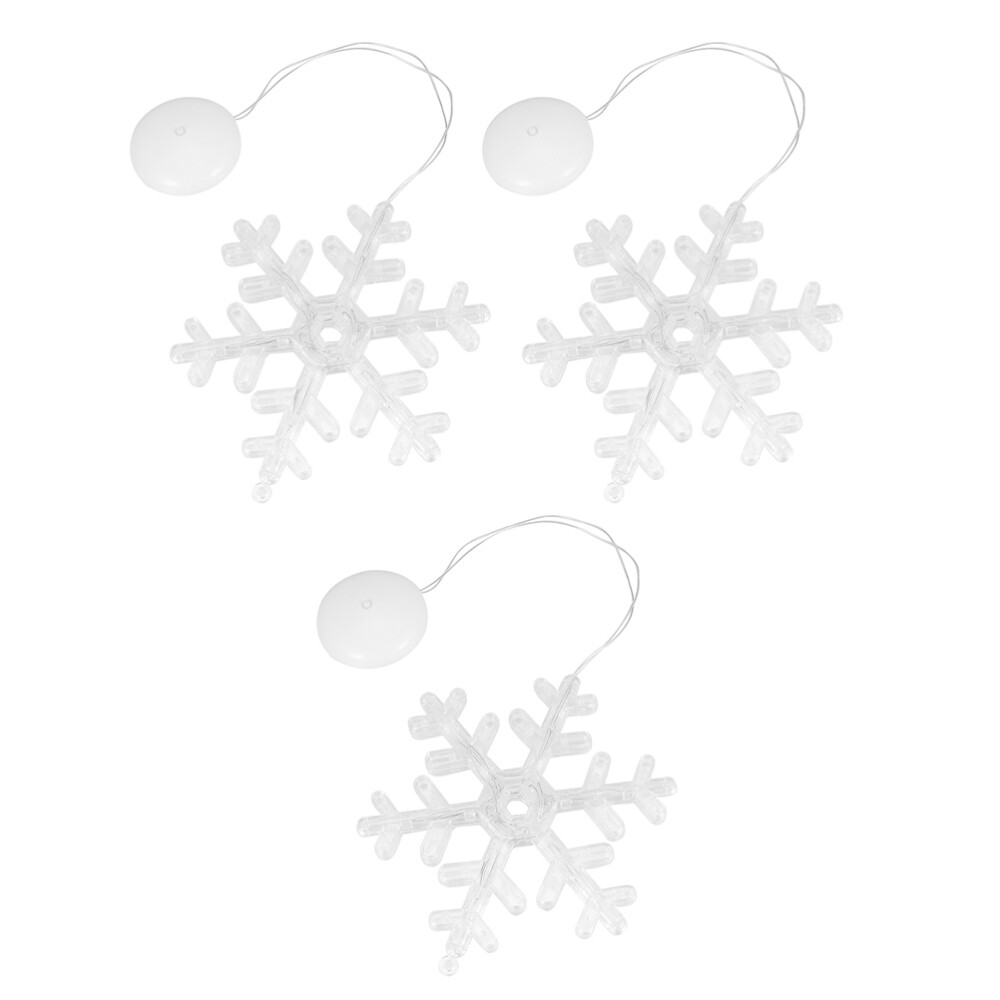 3 Pcs Snowflake Suction Cup Light Window Hanging Christmas Fairy Window