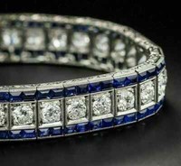 15.00 Ct Round Cut Blue Sapphire Gorgeous Tennis Bracelet 14k White Gold Plated 1