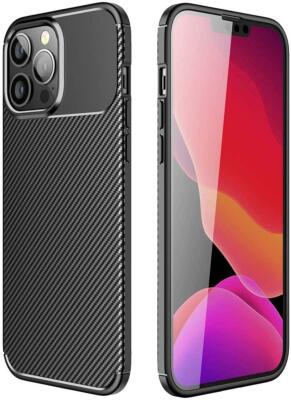 Für Apple iPhone 13 12 Mini Pro Max Hülle, Slim Silikon Kohlefaser Handyhülle