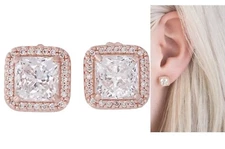 NEW 100% Authentic PANDORA Rose Gold Pave Sparkle Halo Stud Earrings 280591CZ