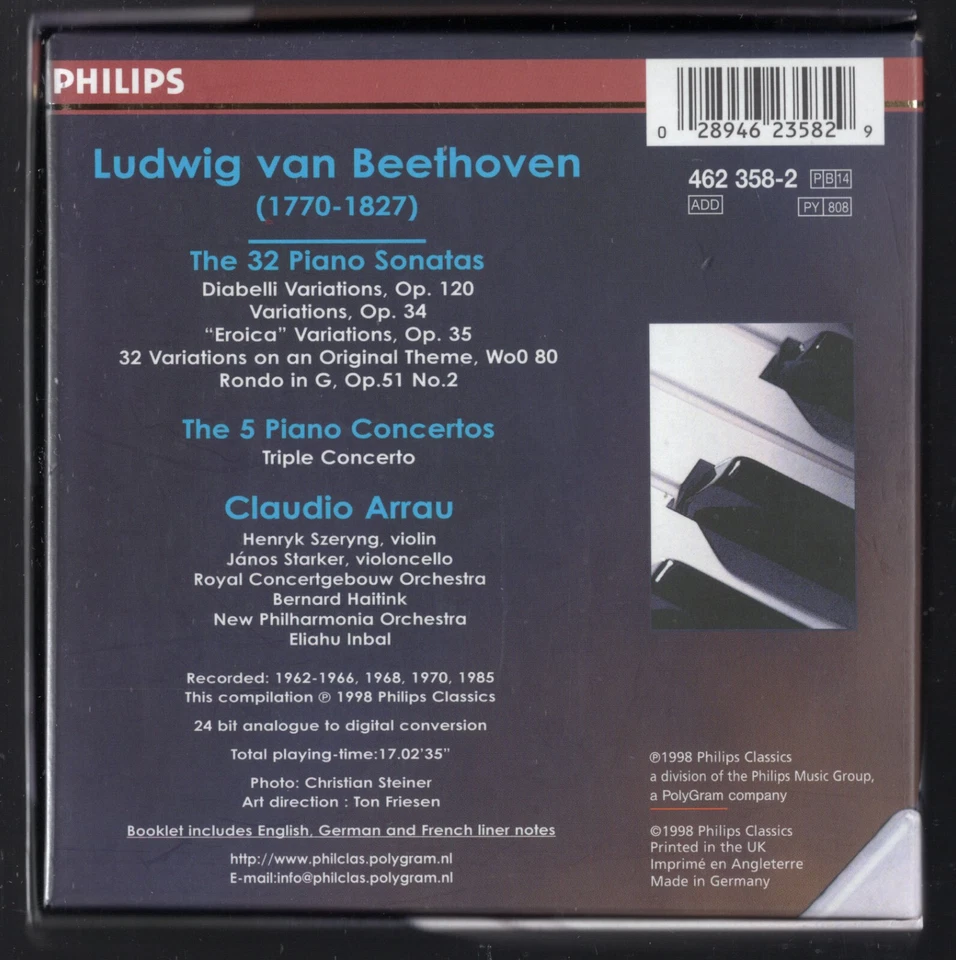 14 CD ★ Beethoven Complète Piano Sonatas & Concertos Claudio Arrau ★ BOX PHILIPS - Photo 2/2