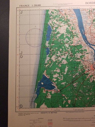 1944 US Army Aeronautic Topo Map Bordeaux France 1:250,000 GSGS 2738 - Picture 4 of 7