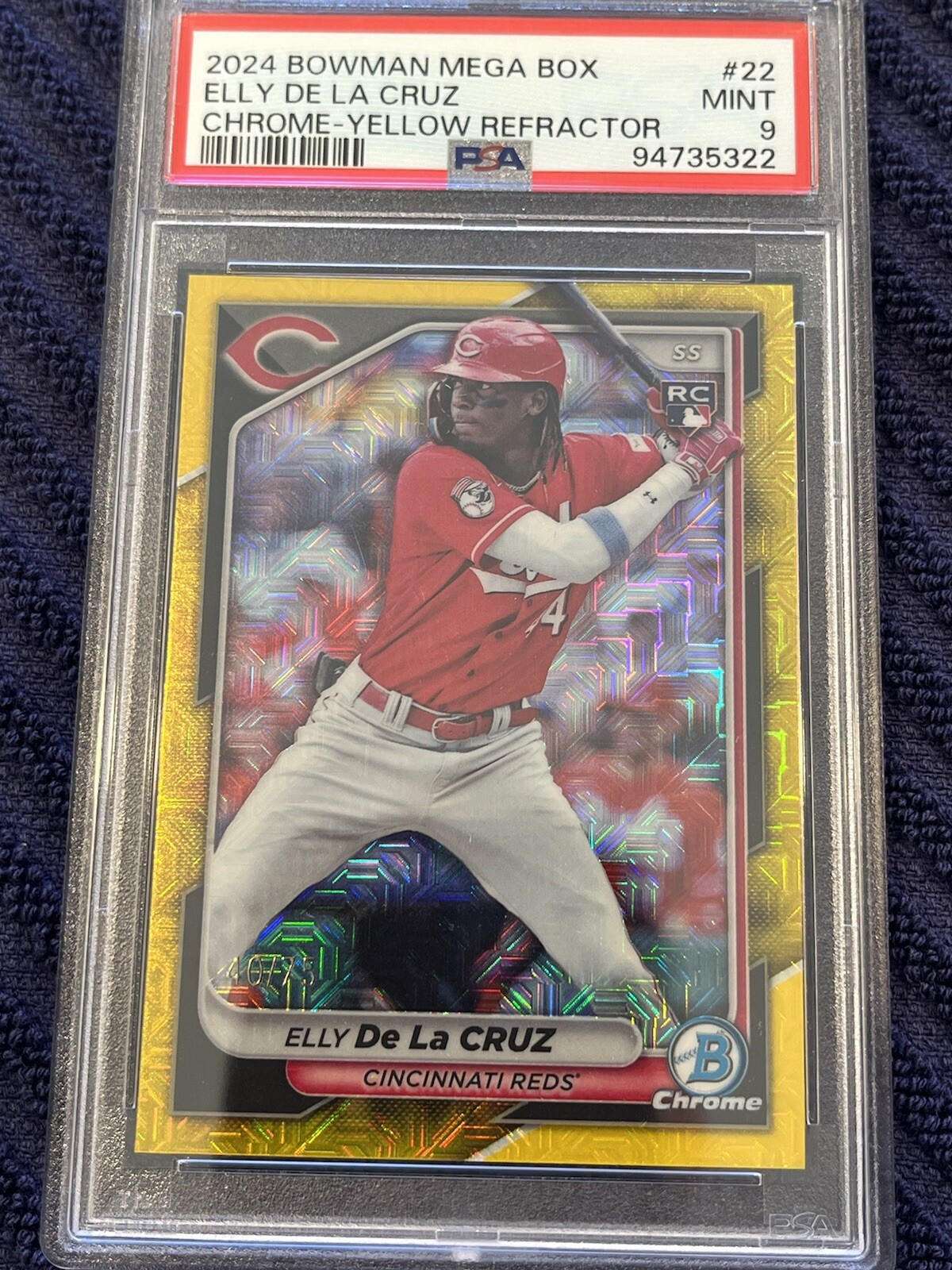 2024 Bowman Mega Box Elly De La Cruz Chrome Yellow Refractor Mint PSA 9 #40/75