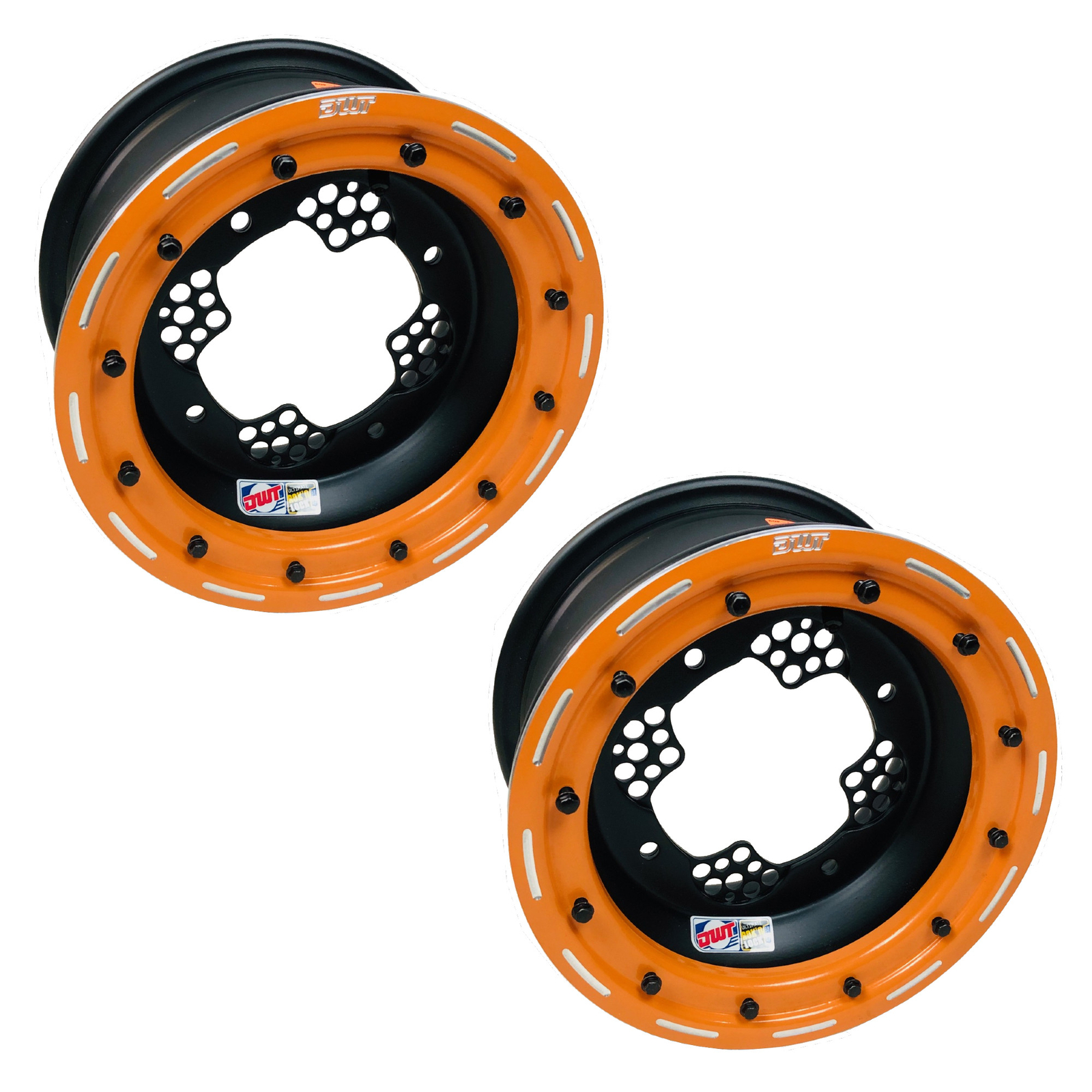 Out Front Rims DWT ROK'N LOK Front Orange Beadlock Rims Wheels 10