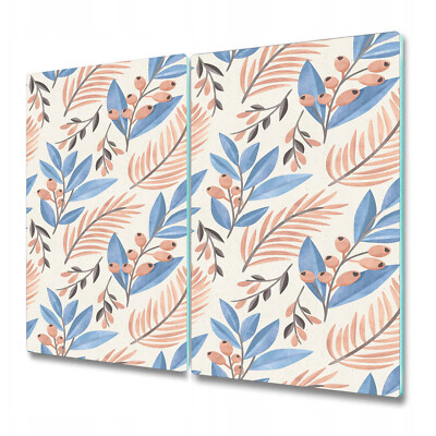 Glass Cutting Board Worktop Saver Serenity blue floral rowanberry vintage