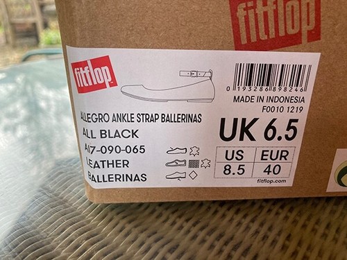 Fitflop Allegro Black leather ankle strap Ballerinas new in box size 6.5 - Picture 4 of 7