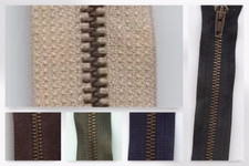 Opti Antique Brass Metal Open End Zips - each (M60-M)