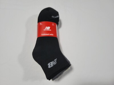 New Balance Men's- 6 pairs Cushion  Ankle socks Arch support SZ 6-12 multi Color
