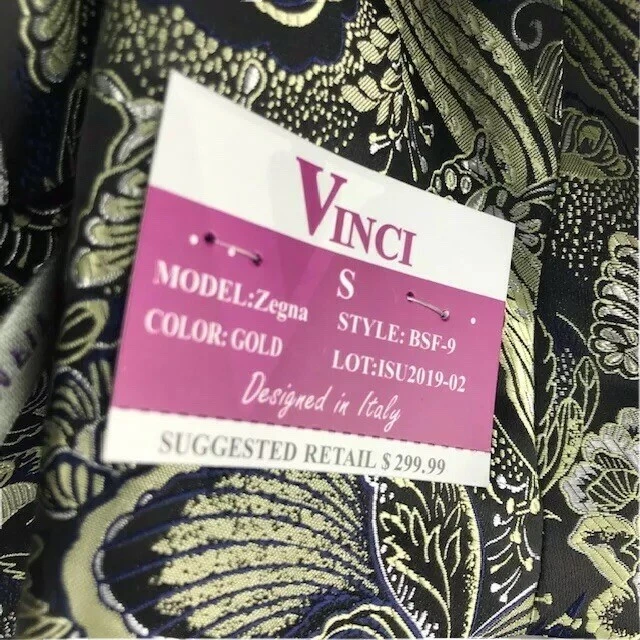 Vinci Men's Blazer Gold Black Single Breasted Vented Side Slim Fit Sizes S - 2XL - Image 3 of 4