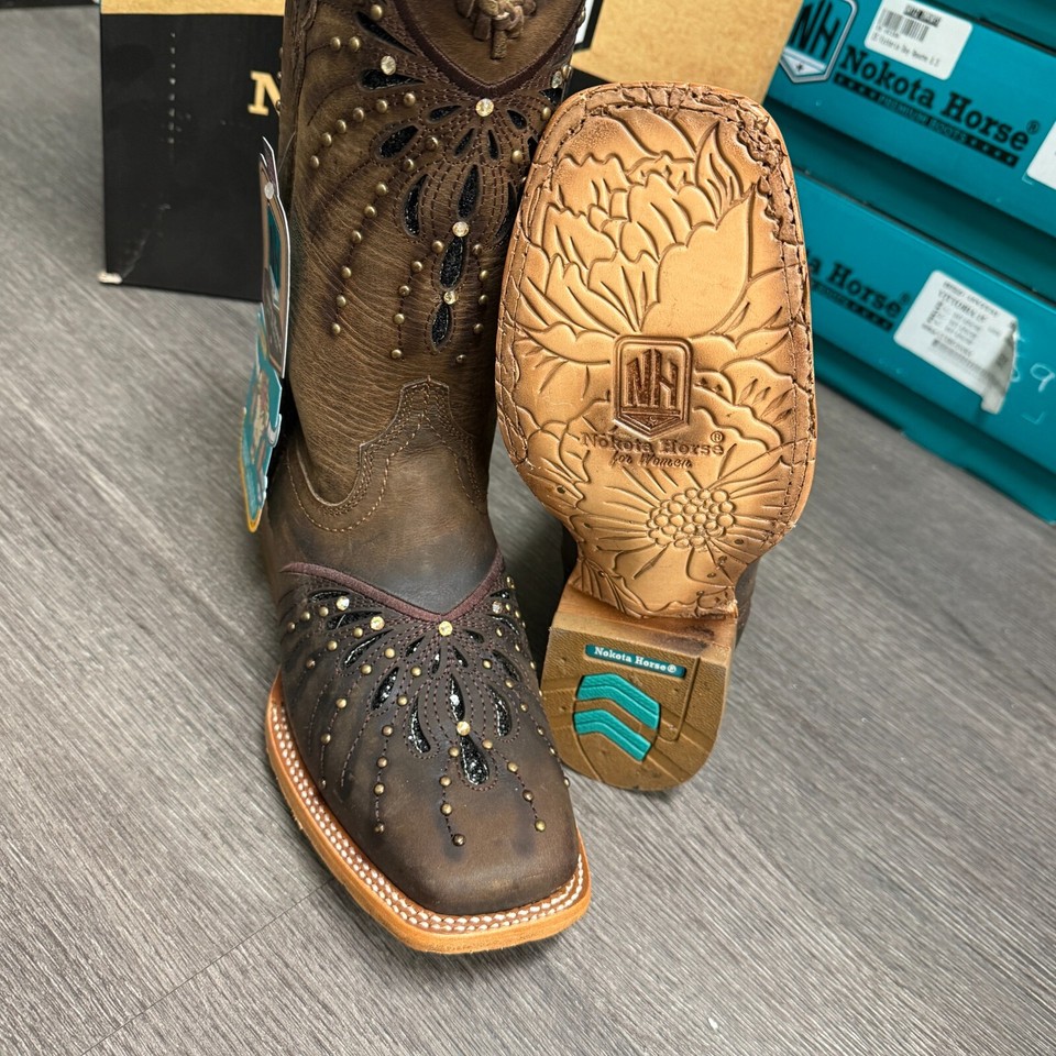 WOMEN'S WESTERN SQUARED TOE COWGIRL BOTAS SMOOTH LEATHER RANCH LIFE ...