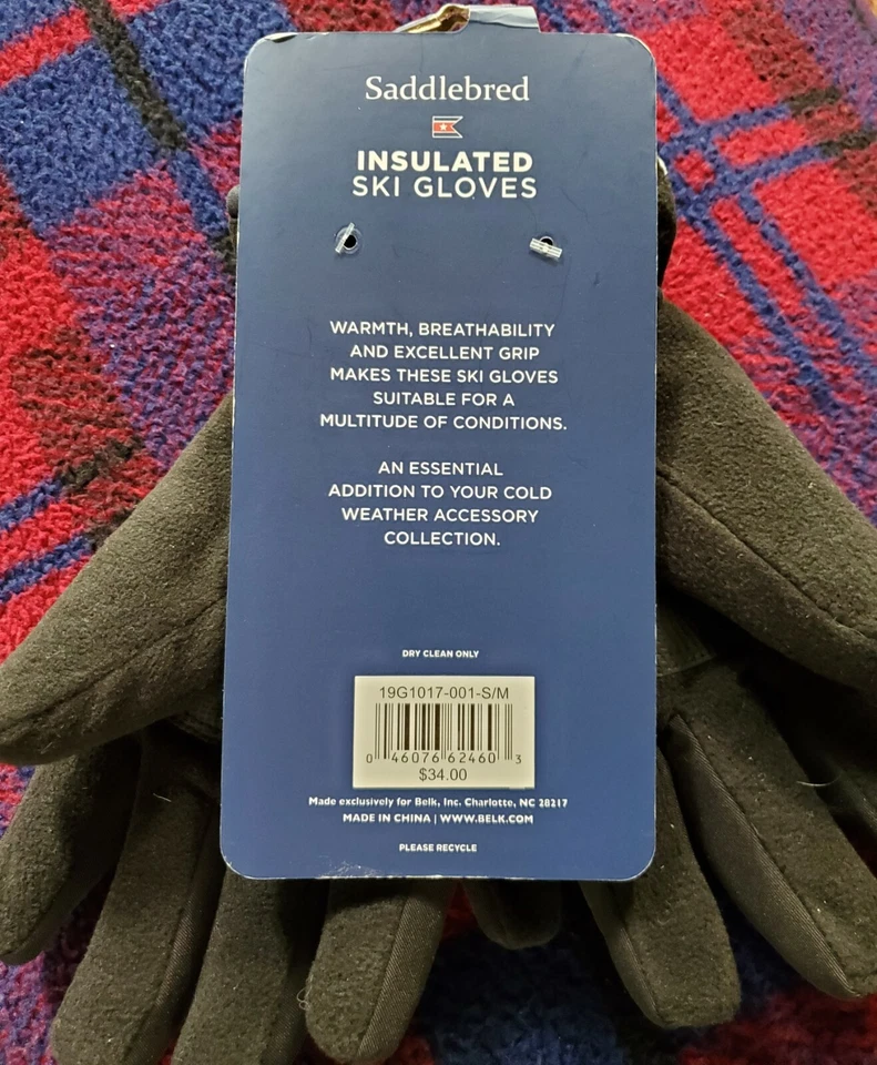 NUEVOS NUEVOS CON ETIQUETAS Guantes de esquí aislados de vellón Saddlebred Talla S/M Negros $34 venta al por menor Foto 3 de 4