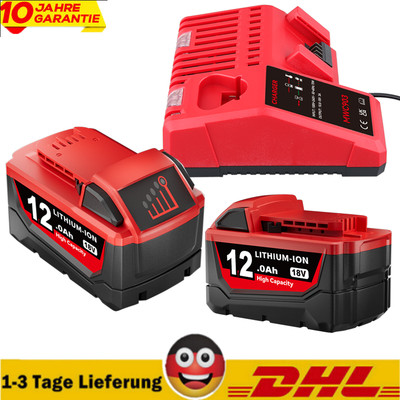 1-4pack  Akku Für Milwaukee Für M18 M18B5 18V XC 12.0Ah Li-Ion 48-11-1860