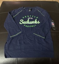 NWT Seattle Seahawks NFL Chest Logo LS T-Shirt Girls Size M 10-12 Blue J3