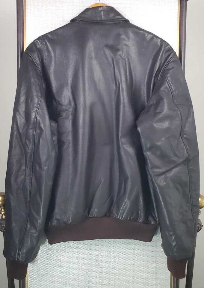 Chaqueta Bomber De Colección Ll Bean Talla 44 Larga Cuero de Cabra Aislante A-2 Hecha en EE. UU. Para Hombres Foto 4 de 4