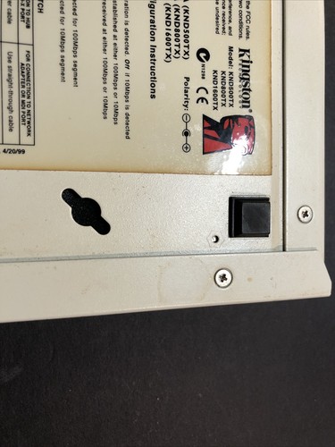 Kingston 10/100TX Workgroup Dual Speed KND800TX Fast Etherx Hub 8 Port - Picture 10 of 12