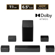 Dolby Atmos Soundbar with Wireless Subwoofer & 4 Surround Speakers, Home Theater
