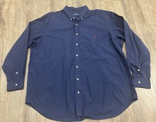 Ralph Lauren Button Down Shirt Men s 2XB Big Blue Long Sleeve Red Pony