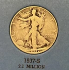Photo of a 1937-S Walking Liberty Half Dollar from an eBay listing that sold on Jul 21, 2026
