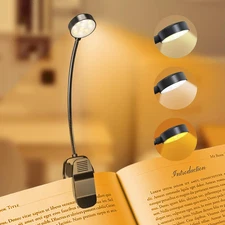 ® 10 LED Rechargeable Book Light for Reading in Bed - Eye Caring 3 Color Tempera
