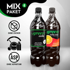 Green Cola Mix Paket 24×1 L PET – 0 % Zucker & Aspartam – 12 Cola + 12 Cola-Mix