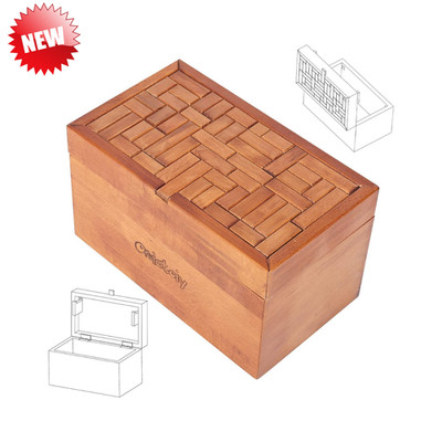 32 Step Wooden Secret Puzzle Box Beech Brain Teaser Money Holder Retro Gift Toy