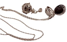 Silver Tone Cage Pendants With Lava Stone Accents