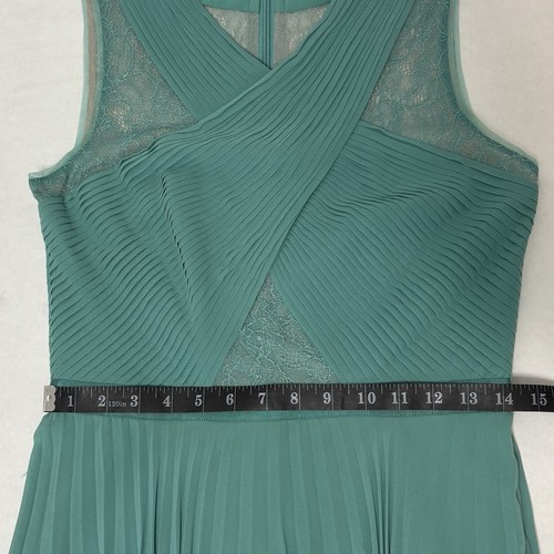 BCBGMaxAzria Abbie Dress Agate Green Fit & Flare Lace Pleated Accent, Size 8 - Picture 12 of 12