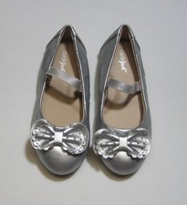 Toddler Girls Carrie Cinched Bow Ballet Flats Silver, NWT, Cat  Jack