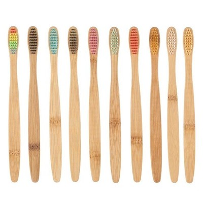 Bamboo Toothbrushes 10 Pack Biodegradable Soft Medium Charcoal Bristles