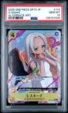 2025 ONE PIECE JAPANESE OP13-CARRYING ON HIS WILL ALTERNATE ART S-SNAKE PSA 10