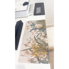 Soft Pastel Wildflower Oversized Mouse Pad 23.6" X 11.5" Non-Slip Keyboard Mat