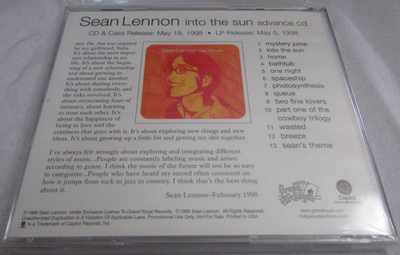 SEAN LENNON INTO THE SUN w/STICKER Nm/Nm CD G72 | eBay