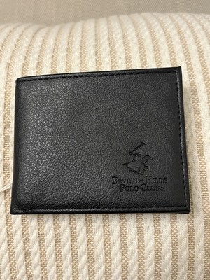 Beverly hills polo club black bifold leather wallet ID display
