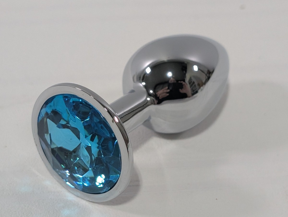Stainless Steel Round Crystal Anal Plug White Gem Body Safe Smooth