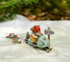 Wee Forest Folk ALPINE JOY RIDERS!, WFF# TM-11, Christmas Snowmobiling Mouse