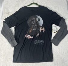 Star Wars Darth Vader Long Sleeve TShirt Men Size Medium Black / Gray NWT