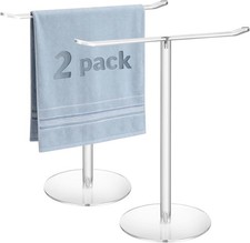 Clear Acrylic Hand Towel Holder Stand, T-Shape Free-Standing Towel Rack for Bath
