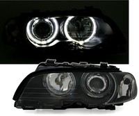 Scheinwerfer LED Angel Eyes FüR BMW E46 Coupe Cabrio Bj. 1999-2003 Schwarz
