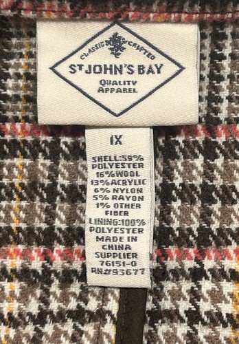 St. Johns Bay Blazer Houndstooth Plaid Wool Blend Jacket Women’s Plus Size 1X - Picture 10 of 11