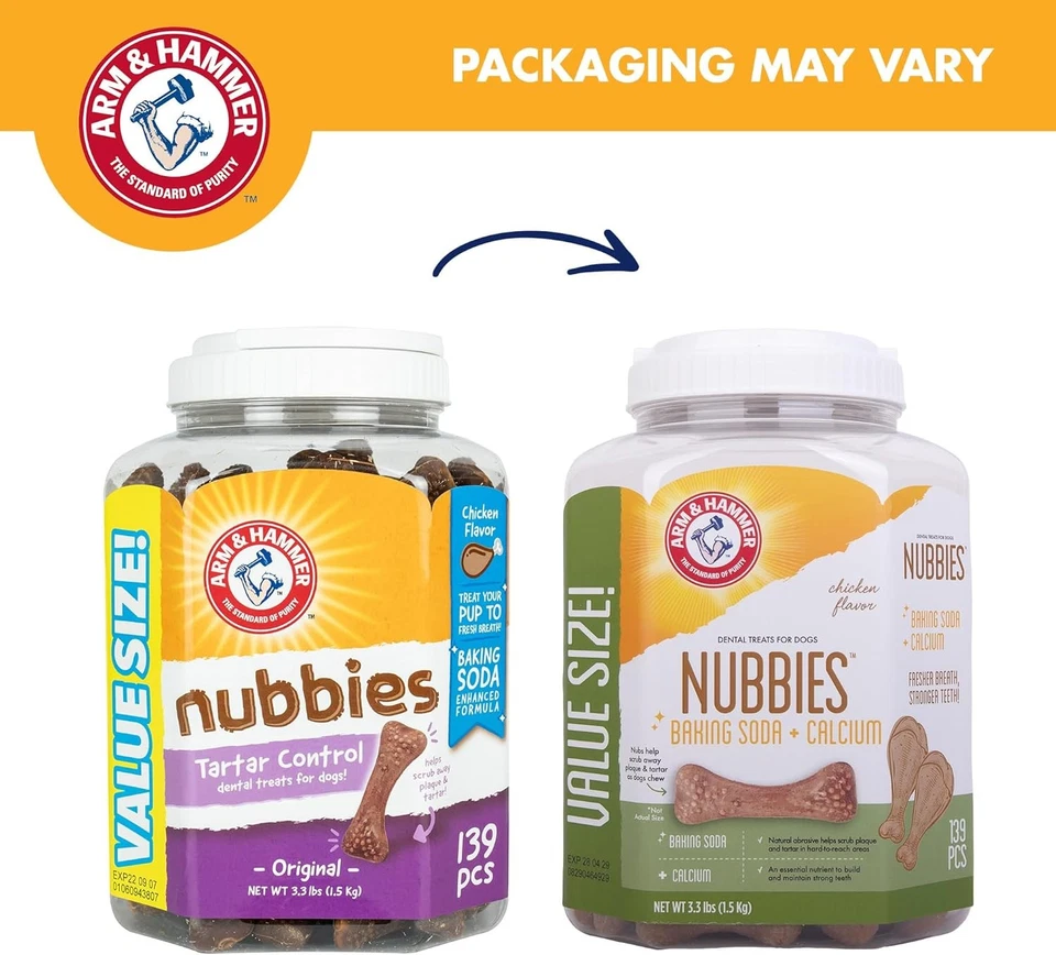 Golosinas dentales Arm & Hammer for Pets Nubbies 52,8 onzas (paquete de 1), naturales Foto 3 de 4