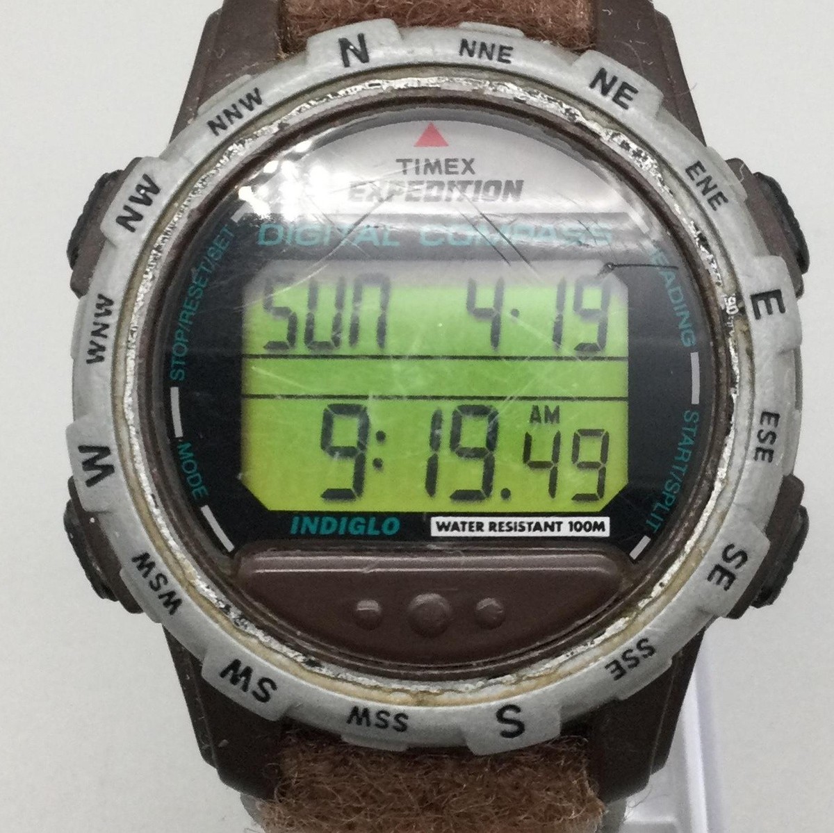 Vintage Timex Expedition Men Watch 42mm Digital Compass Indiglo WR
