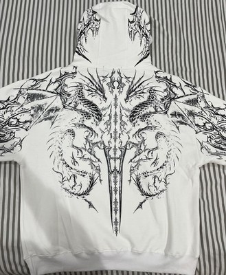 Breathe Divinity Dragon Blade Oversized Pullover Hoodie Size M In