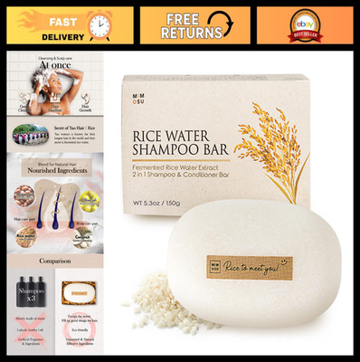 Hair Growth Shampoo Bar - Fermented Rice Water 2-in-1 Conditioner, pH Balanced,