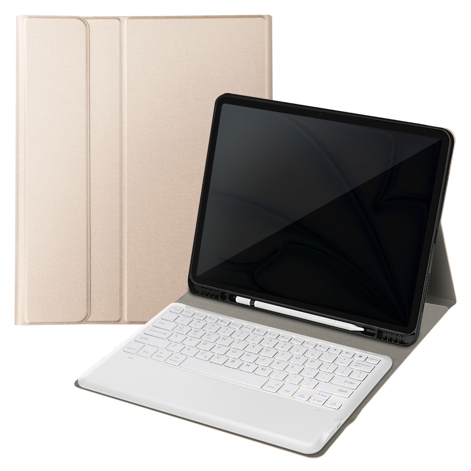 Clavier iPad Pro 12.9 et Air 13 Avizar avec housse dorée pour travailler en voyage