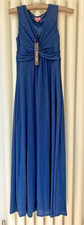 Phase Eight sleeveless mid-blue maxi dress with V neck and ruched bodice, Size 8