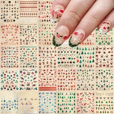 30 Sheets Christmas Nail Art Stickers 3D Self- Adhesive Snowflake Nail Charms De