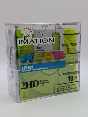 Imation Neon Disketten IBM Formatiert 1,44MB 2HD 10er Pack Versiegelt Neu