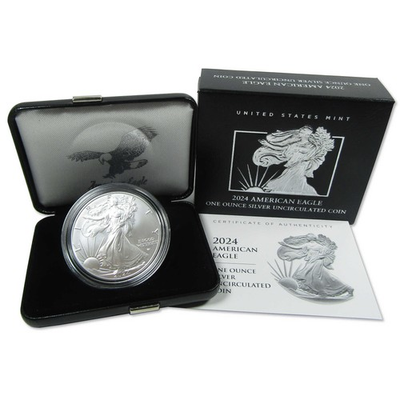 #ad #ad 2024 W American Silver Eagle Uncirculated Bullion Burnished OGP COA $119.99