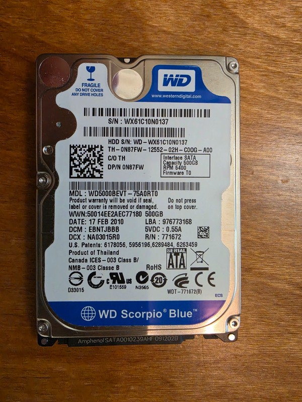Lot of 5 laptop (2.5") hard drives, 3 mechanical, 2 SSD $0.99 no reserve